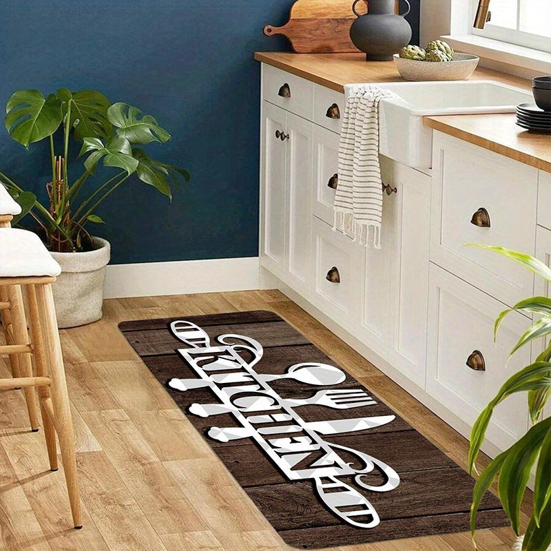 1pc SoftTouch Graphic Kitchen Mat - Aisle Runners with Stain-Resistant Waterproof and Machine Washable Design, Soft Comfortable Area Rug for Living Room Bedroom Kitchen Supplies, Easy to Clean and Maintain