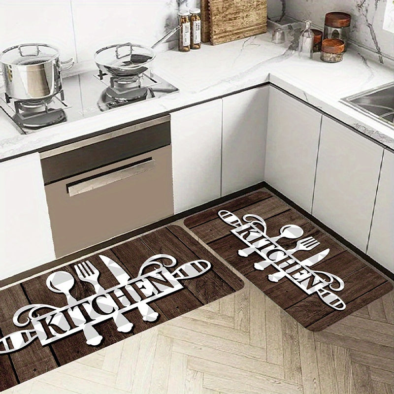 1pc SoftTouch Graphic Kitchen Mat - Aisle Runners with Stain-Resistant Waterproof and Machine Washable Design, Soft Comfortable Area Rug for Living Room Bedroom Kitchen Supplies, Easy to Clean and Maintain