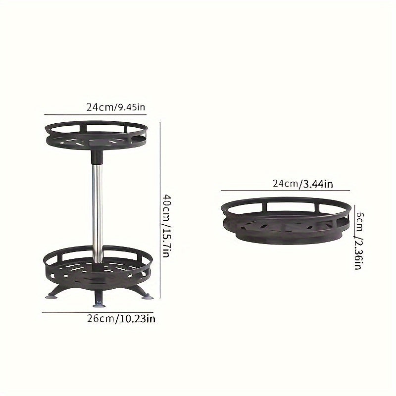 1pc Multifunctional Rotating Storage Rack With Adjustable Height And Spray Paint Finish - Perfect For Kitchen, Bathroom, And Countertop Organization For Restaurant