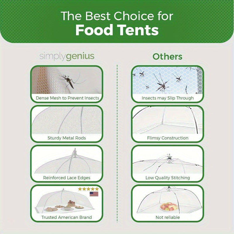 3pcs Ultimate Foldable Picnic Net Food Covers - Large, UV-resistant, Dust-proof Kitchen Tool - Perfect for Vegetables, Restaurants, Food Trucks, Outdoor & Indoor Dining Adventures