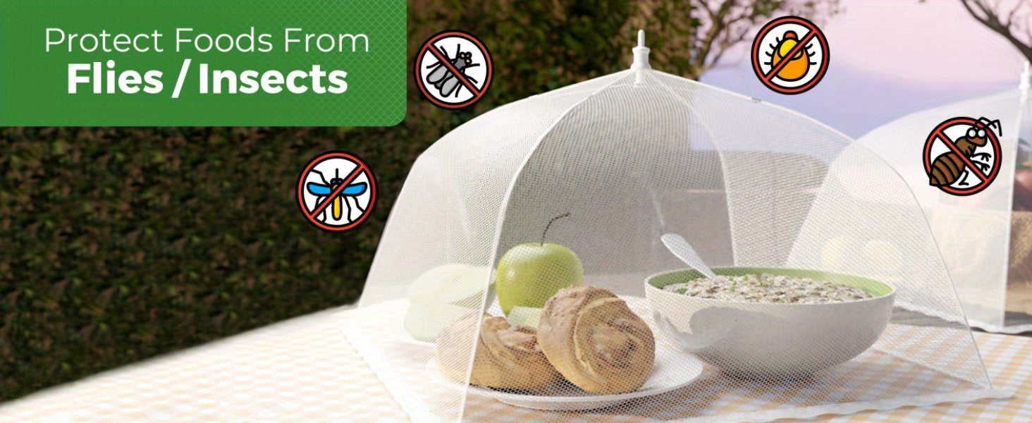 3pcs Ultimate Foldable Picnic Net Food Covers - Large, UV-resistant, Dust-proof Kitchen Tool - Perfect for Vegetables, Restaurants, Food Trucks, Outdoor & Indoor Dining Adventures