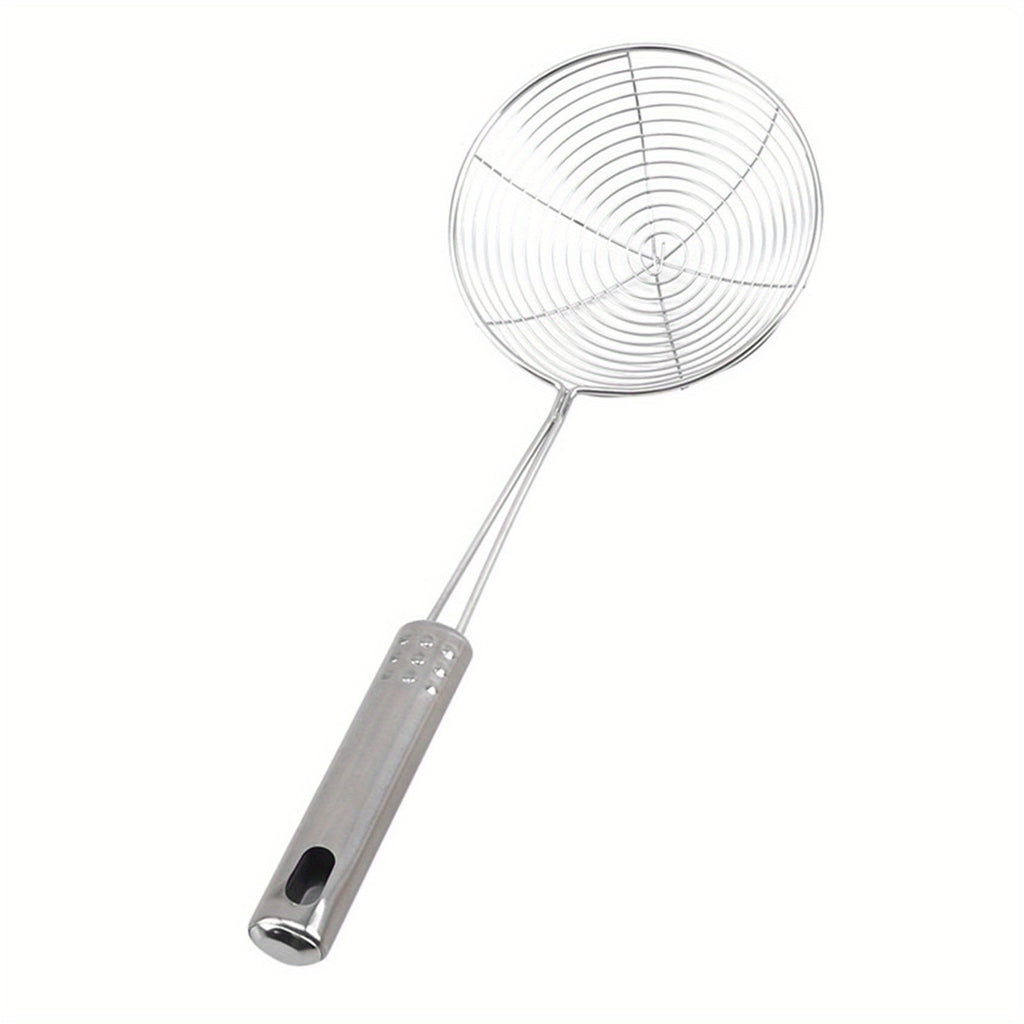 1pc Premium Metal Wire Strainer Ladle - Ergonomic Handle, Fine Mesh Skimmer Spoon for Frying, Boiling & Draining - Essential Kitchen Tool for Delicious Fried Food, Sturdy & Versatile Gadget