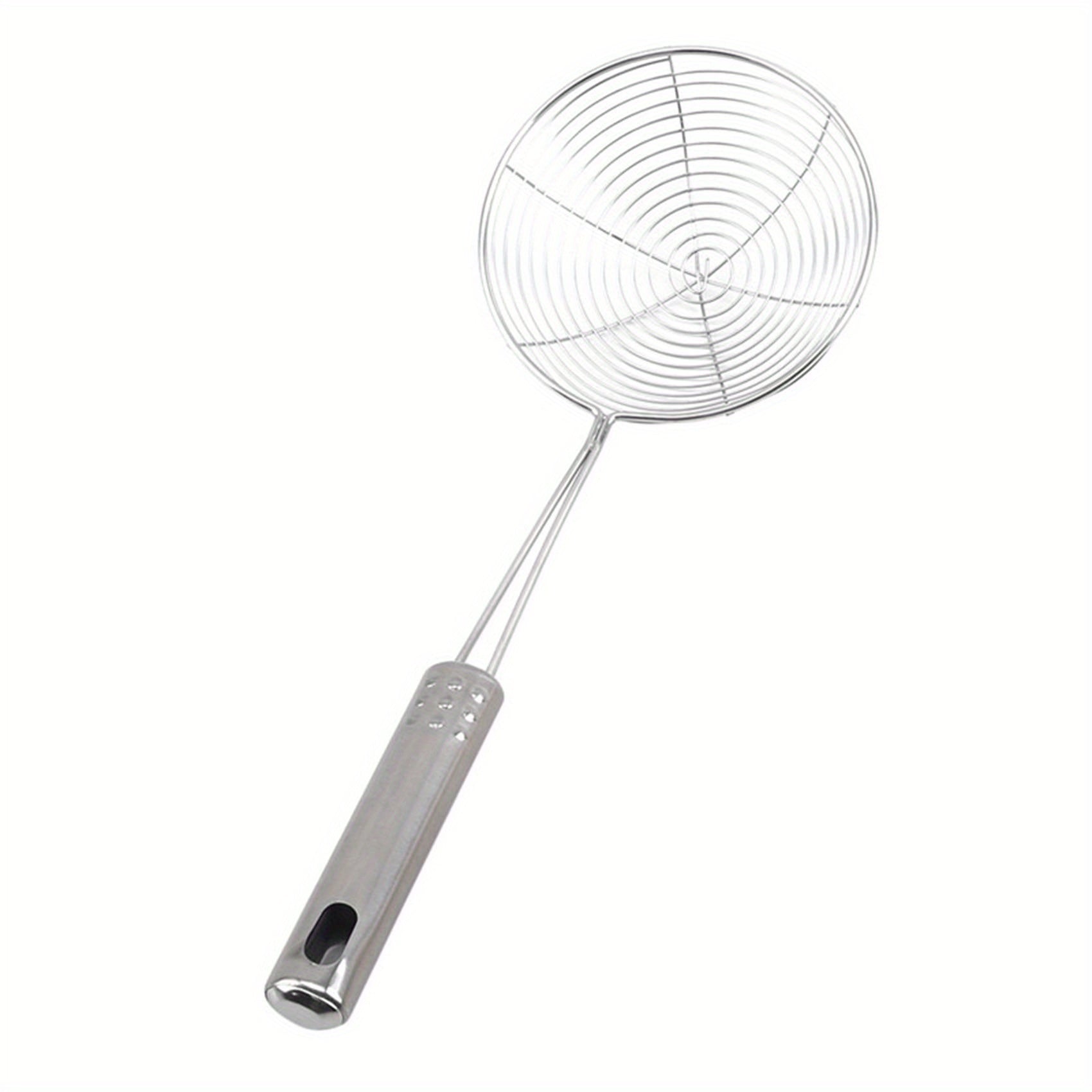 1pc Premium Metal Wire Strainer Ladle - Ergonomic Handle, Fine Mesh Skimmer Spoon for Frying, Boiling & Draining - Essential Kitchen Tool for Delicious Fried Food, Sturdy & Versatile Gadget