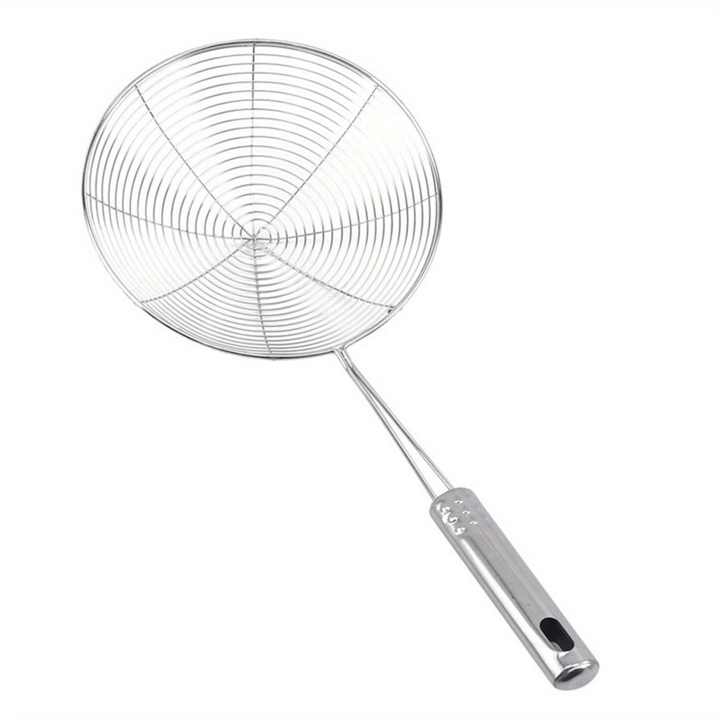 1pc Premium Metal Wire Strainer Ladle - Ergonomic Handle, Fine Mesh Skimmer Spoon for Frying, Boiling & Draining - Essential Kitchen Tool for Delicious Fried Food, Sturdy & Versatile Gadget
