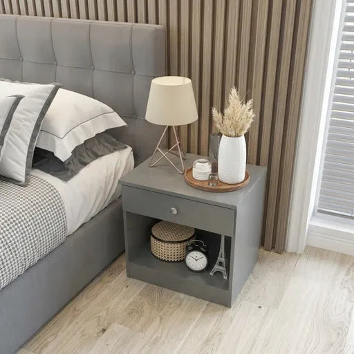 Denver 1 Drawer Bedside Table – Modern Wooden Bedside Cabinet with Storage | UK