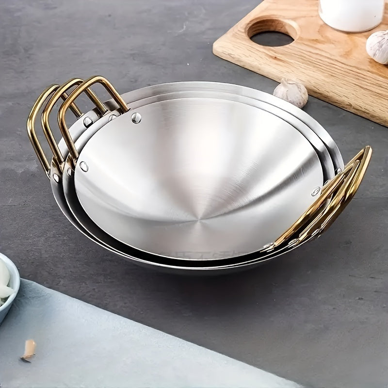 Stainless Steel Wok, Thickened Soup Pot, Round Bottom Pot For Restaurant Kitchen And Outdoor Camping