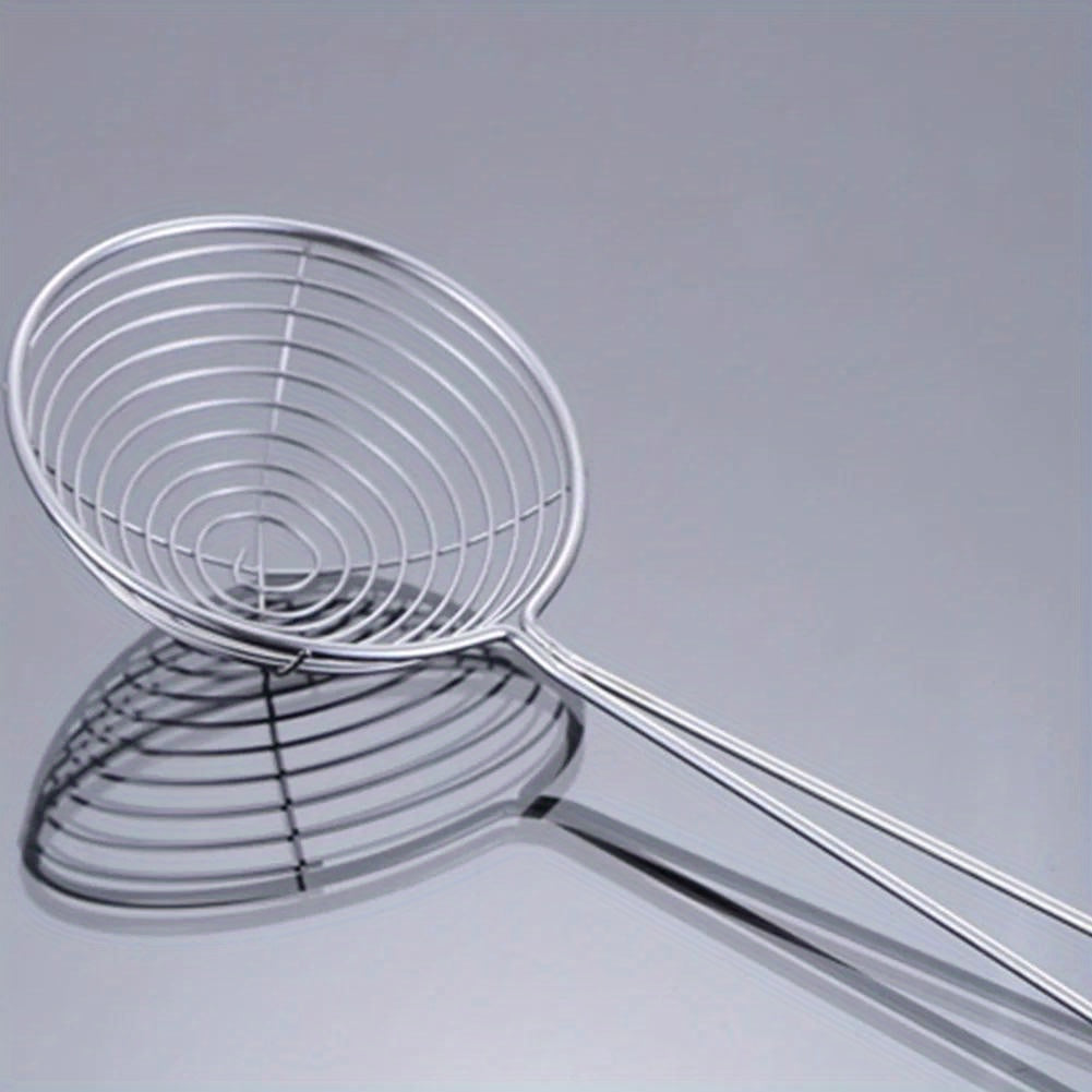 1pc Premium Stainless Steel Multifunction Strainer - Food Strainers for Beans and Bubble Tea, Non-stick Draining Scoop, Metal Kitchen Bar Supplies with Easy Cleaning and Space-Saving Design