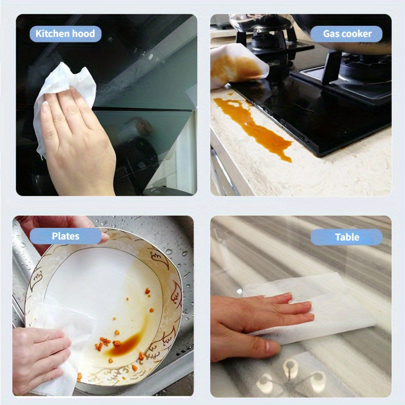 4 Packs Kitchen Wipes - 80 Sheets Each, Dye-Free Individual Disposable Paper Towels, Grease & Stain Removal, Pre-Moistened Household Cleaning Cloths