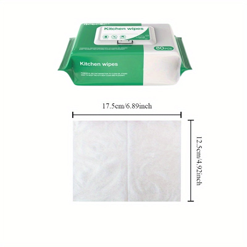 4 Packs Kitchen Wipes - 80 Sheets Each, Dye-Free Individual Disposable Paper Towels, Grease & Stain Removal, Pre-Moistened Household Cleaning Cloths