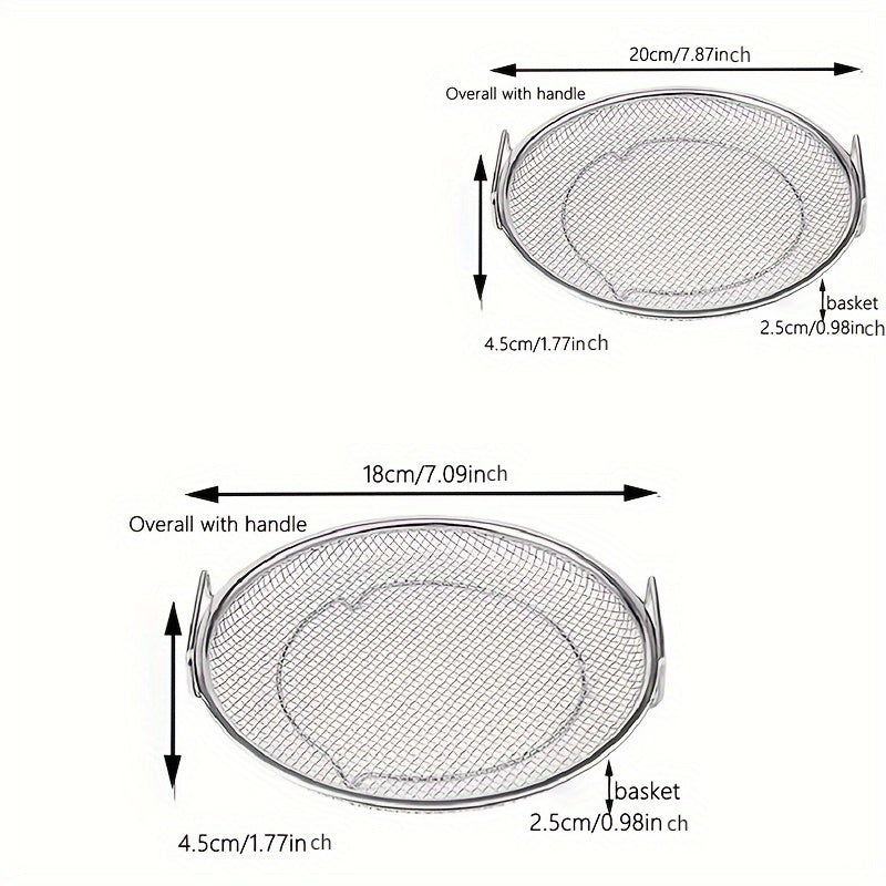 Reusable Stainless Steel Round Mesh Basket - Oil Filter Tray, Kitchen Strainer, Outdoor Camping Barbecue Accessories, Christmas Gift