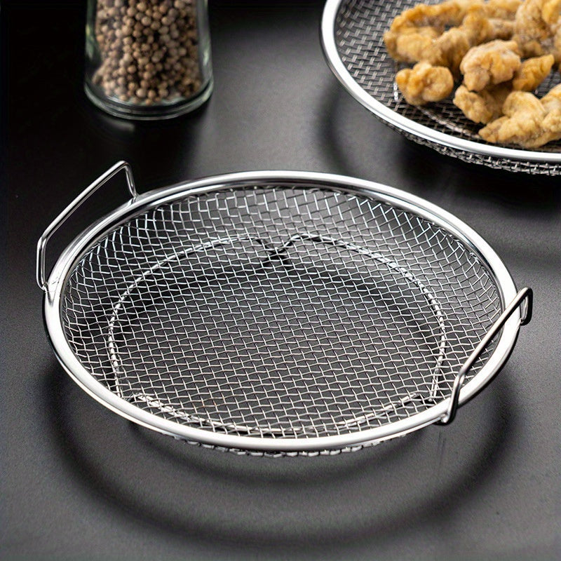 Reusable Stainless Steel Round Mesh Basket - Oil Filter Tray, Kitchen Strainer, Outdoor Camping Barbecue Accessories, Christmas Gift