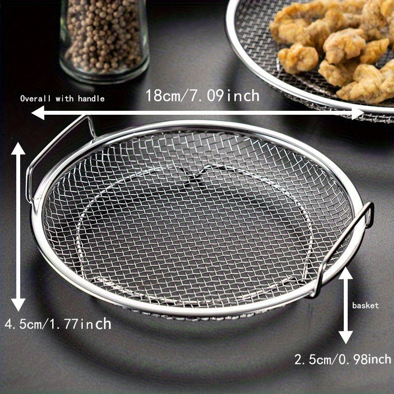 Reusable Stainless Steel Round Mesh Basket - Oil Filter Tray, Kitchen Strainer, Outdoor Camping Barbecue Accessories, Christmas Gift