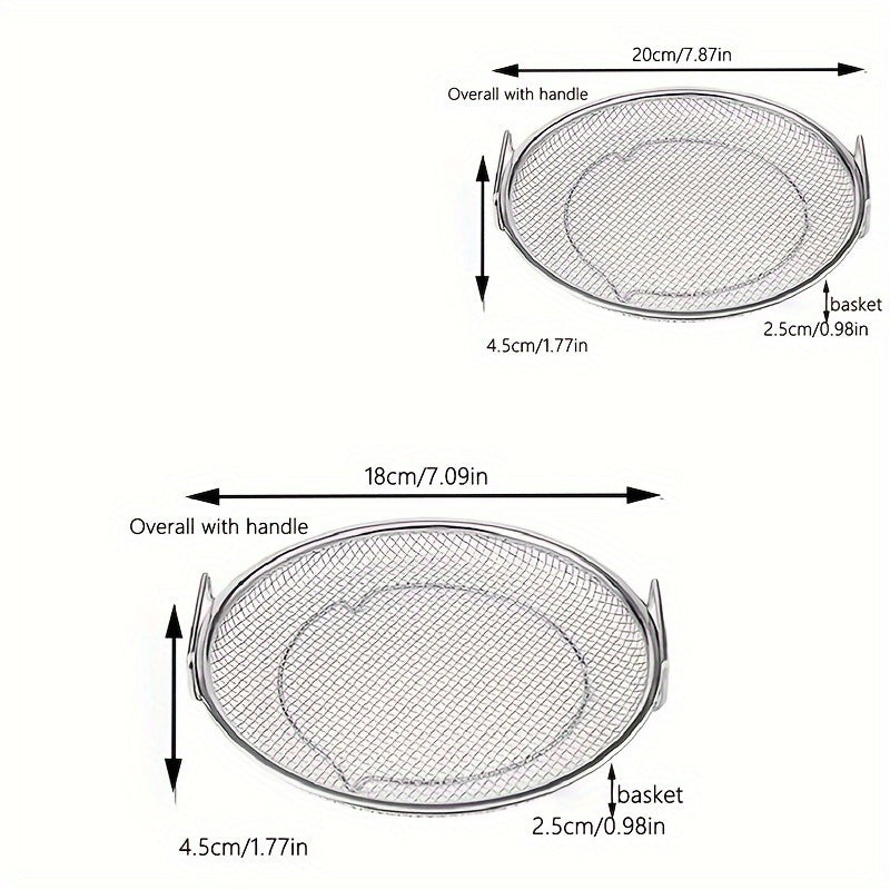 Reusable Stainless Steel Round Mesh Basket - Oil Filter Tray, Kitchen Strainer, Outdoor Camping Barbecue Accessories, Christmas Gift