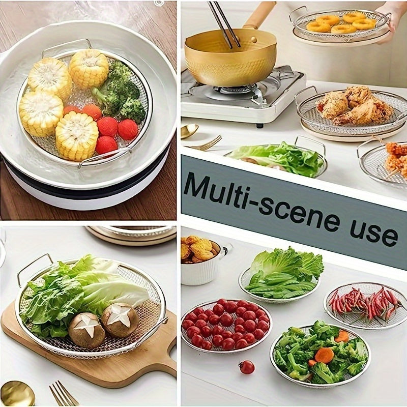 Reusable Stainless Steel Round Mesh Basket - Oil Filter Tray, Kitchen Strainer, Outdoor Camping Barbecue Accessories, Christmas Gift