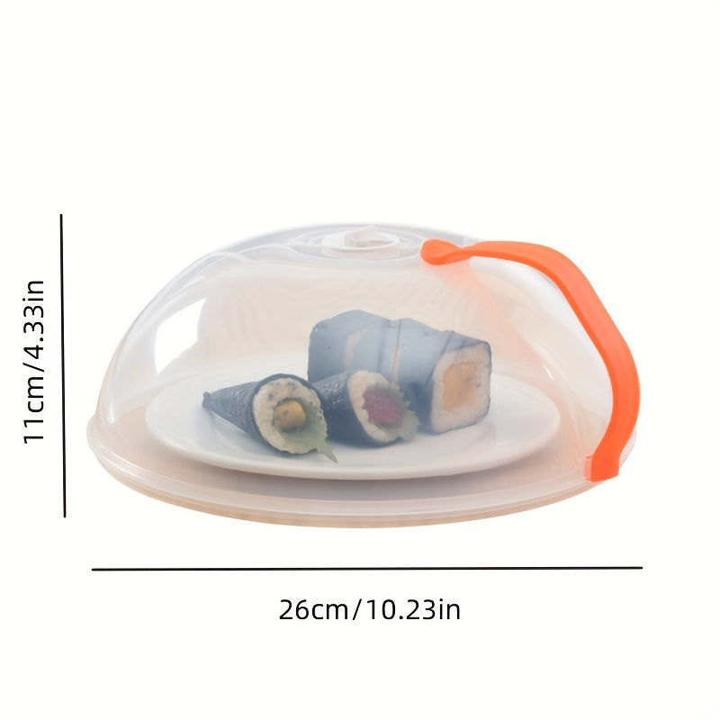 1pc clear splash food cover, oil and splash microwave heating cover, steam vent microwave tray cover bowl cover, easy to grip, suitable for microwave and kitchen supplies, RV kitchen supplies.
