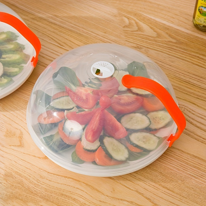 1pc clear splash food cover, oil and splash microwave heating cover, steam vent microwave tray cover bowl cover, easy to grip, suitable for microwave and kitchen supplies, RV kitchen supplies.