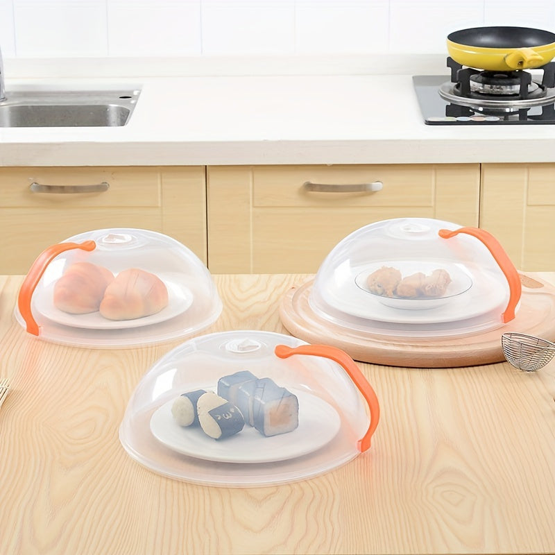 1pc clear splash food cover, oil and splash microwave heating cover, steam vent microwave tray cover bowl cover, easy to grip, suitable for microwave and kitchen supplies, RV kitchen supplies.