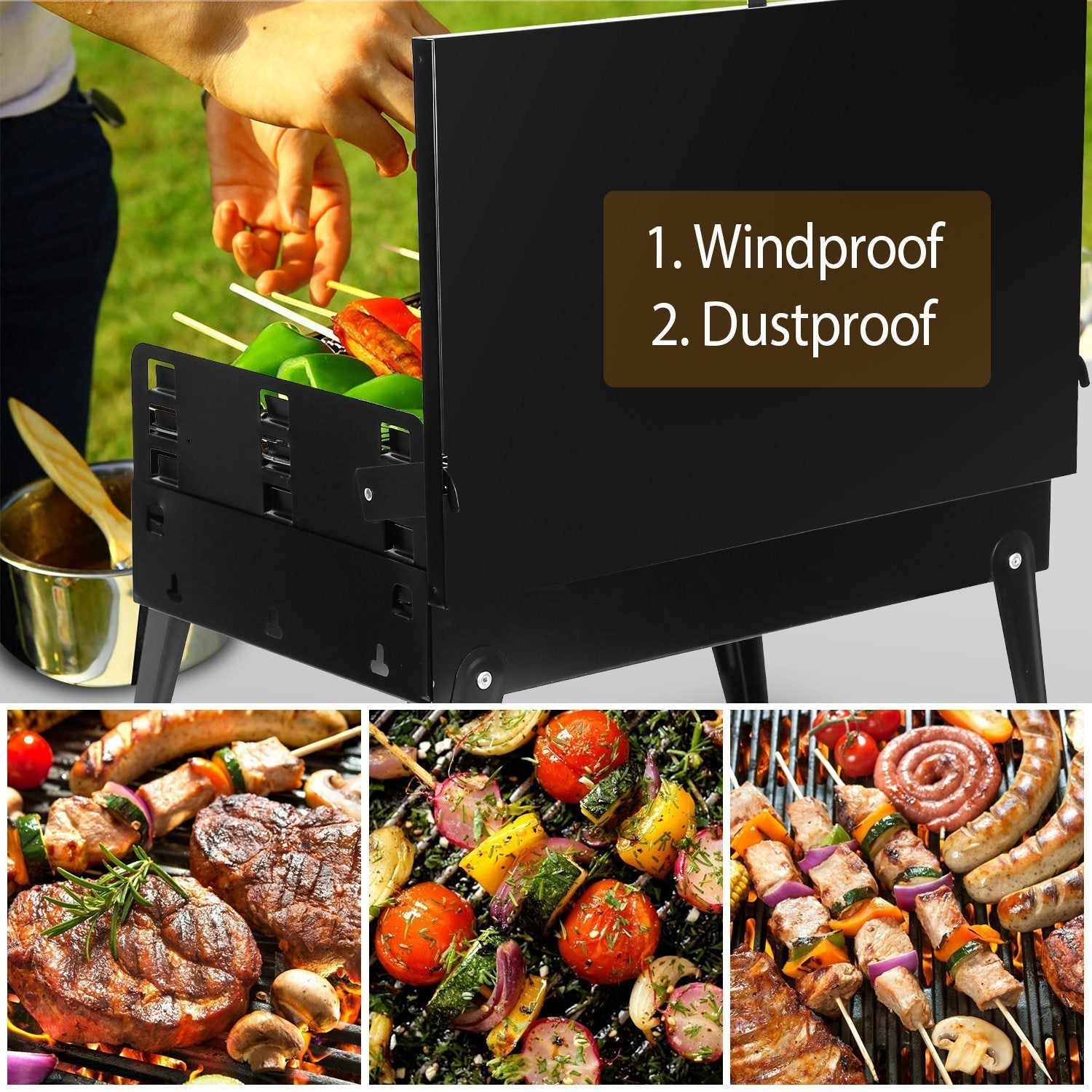 Portable Charcoal Foldable Grills Suitcase Grill Shelf