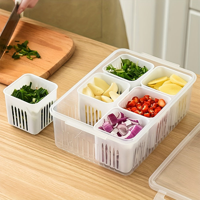 6-Tier Transparent Kitchen Storage Box Set with Lid - Heavy-Duty Plastic Food-Safe Organizer for Fridge, Freezer, Pantry, Kitchen - Space-Saving Design with Ventilation Holes, Stackable Refrigerator Storage Containers