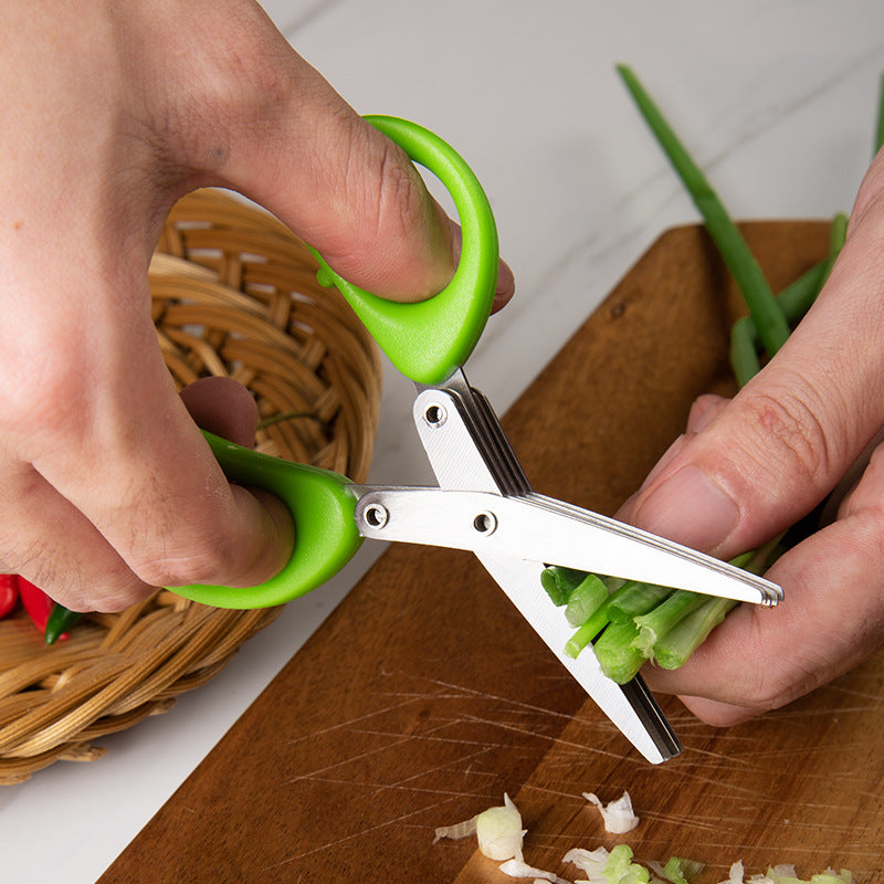 Multi-Layer Herb & Green Onion Scissors – Stainless Steel, 3 or 5 Blade Layers