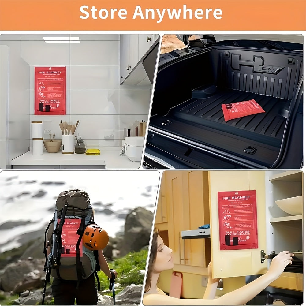 5pcs - Emergency Fire Blanket, Firefighter'S Accessory, Fireproof Blanket, Flame Retardant Blanket, Suitable for Home, Kitchen, School, Car, Office, Warehouse Safety Blanket 40"x 40"