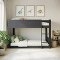 Low Wooden Bunk Bed for Kids in White Oak or Dark Grey Mattress Option Available Reversible Ladder and Guard Rails Standard Single Size (Dark Grey)