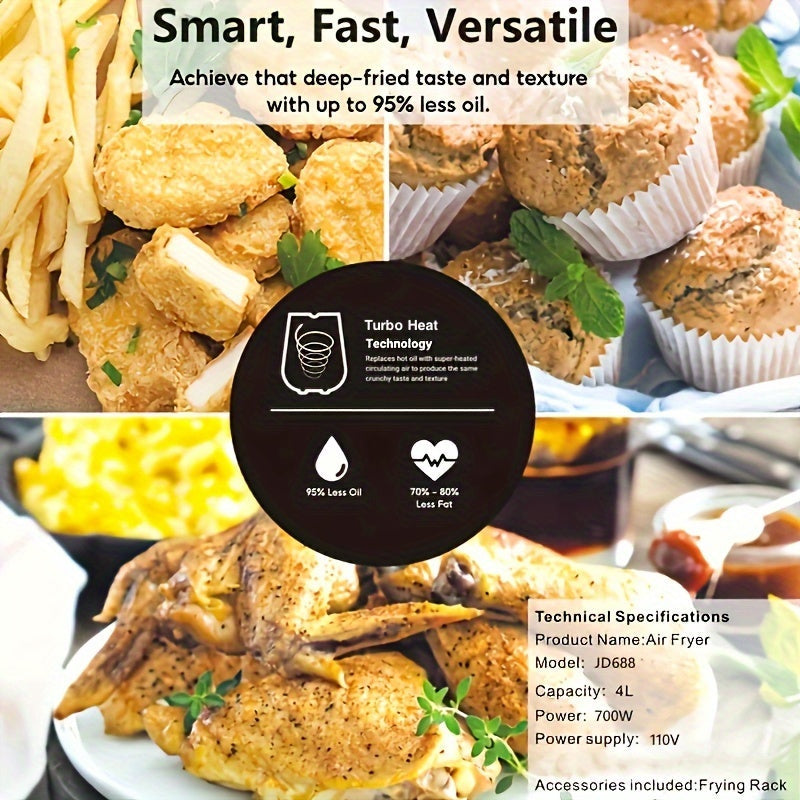 Mechanical Knob Type Air Fryer 1.06gal, BasicSimple Cooking Tool For Kitchen, MultifunctionalHousehold Healthy Cooking