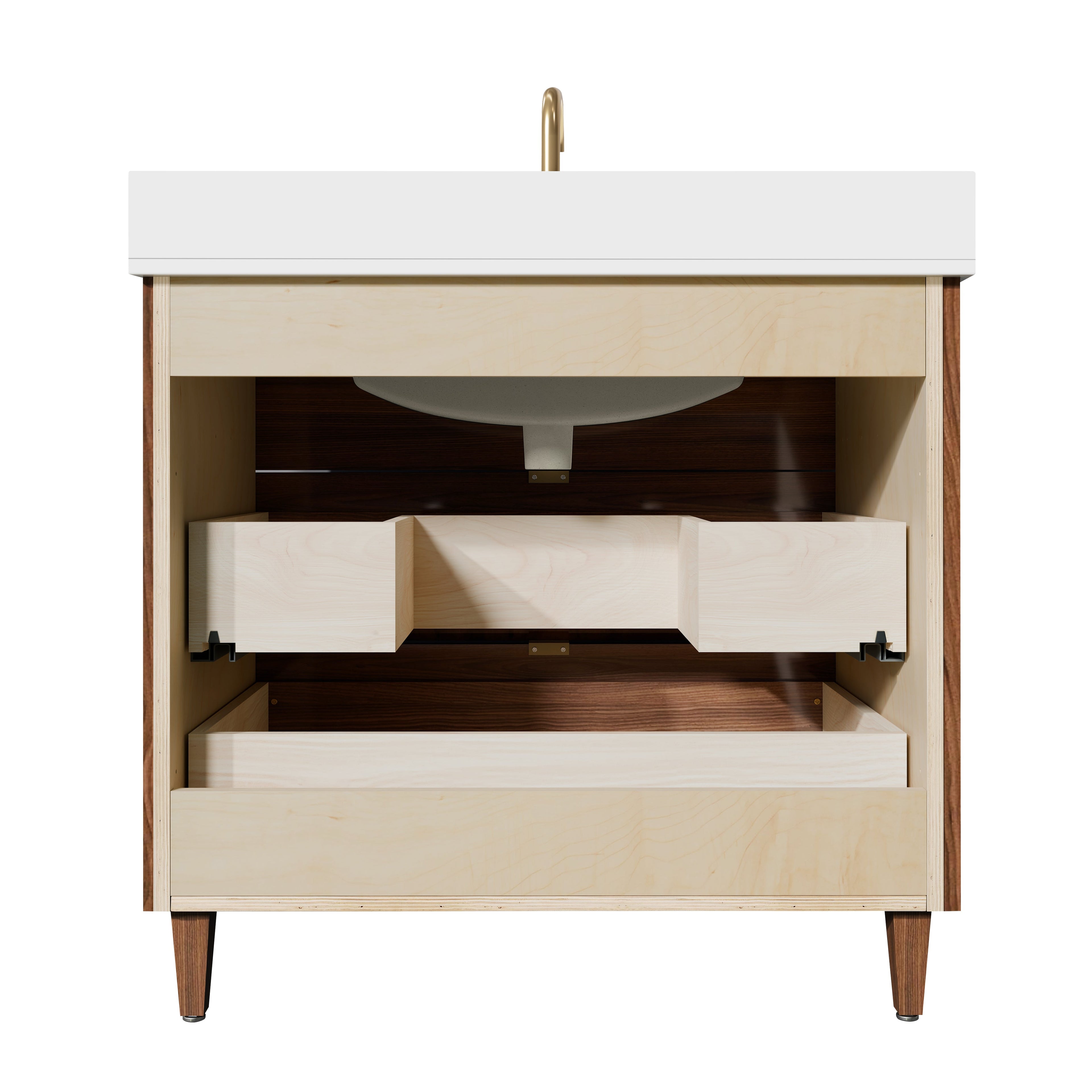 Rowan 36"  Black Walnut Vanity with Quartz Countertop - 3 Drawers