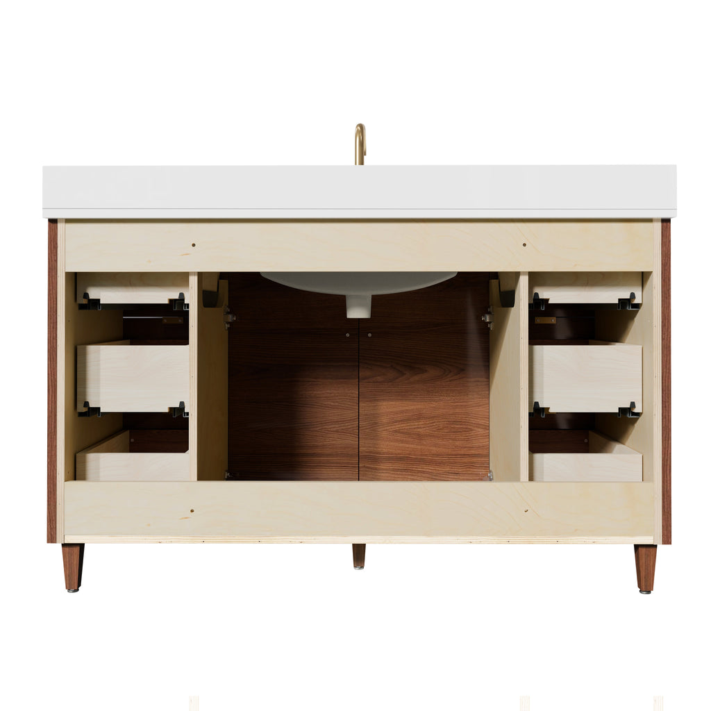 Rowan 54" Black Walnut Vanity with Quartz Countertop