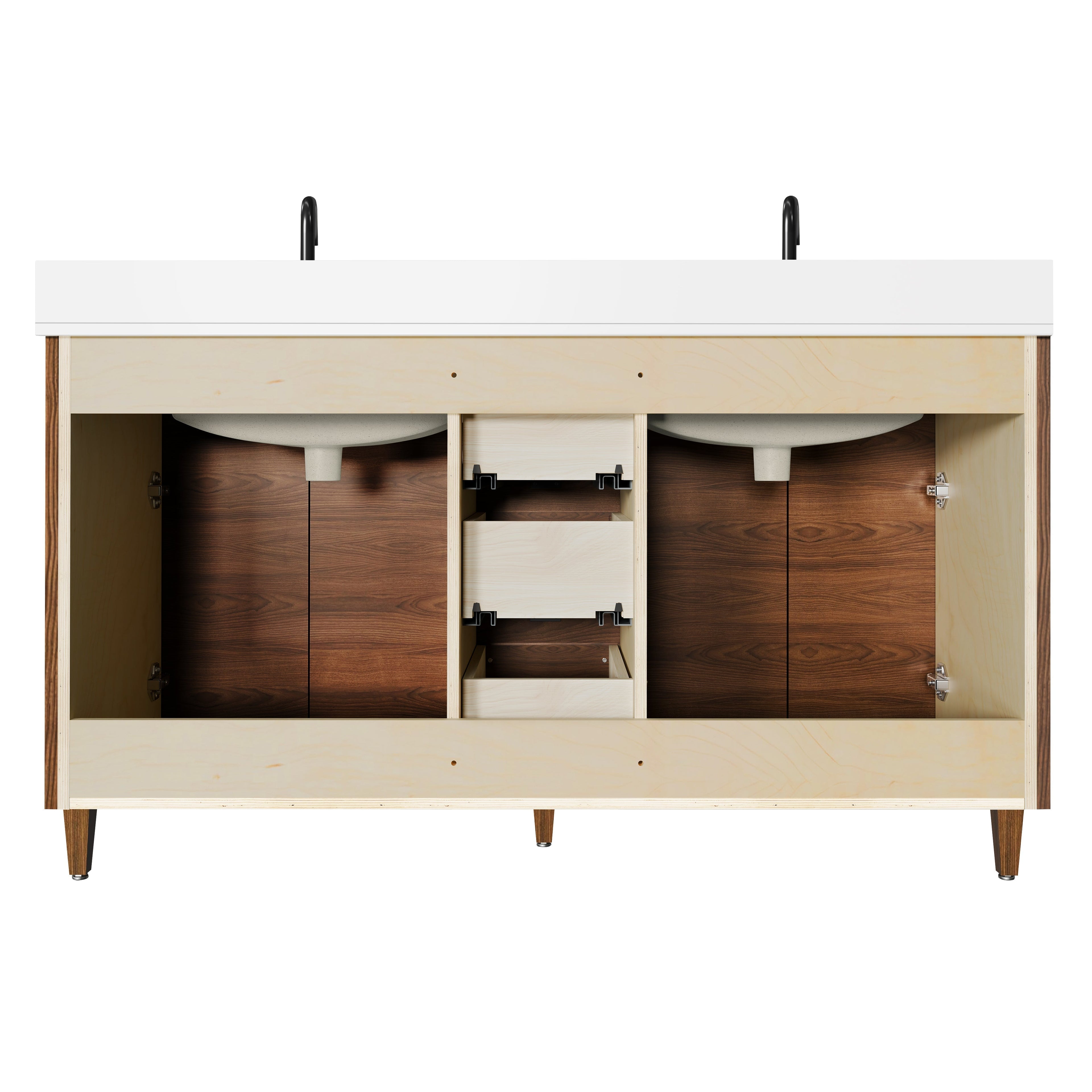 Rowan 60" Double Sink Black Walnut Vanity with Quartz Countertop