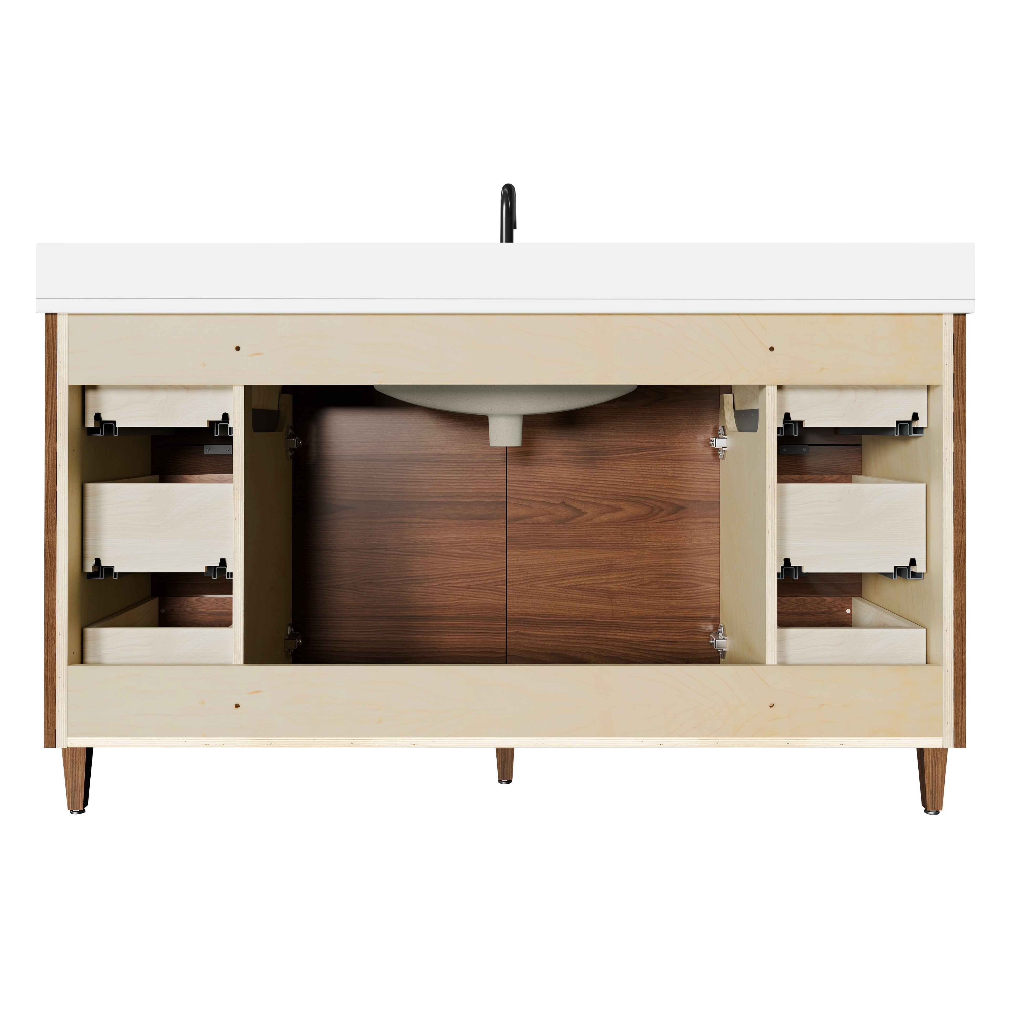 Rowan 60" Single Sink Black Walnut Vanity with Quartz Countertop