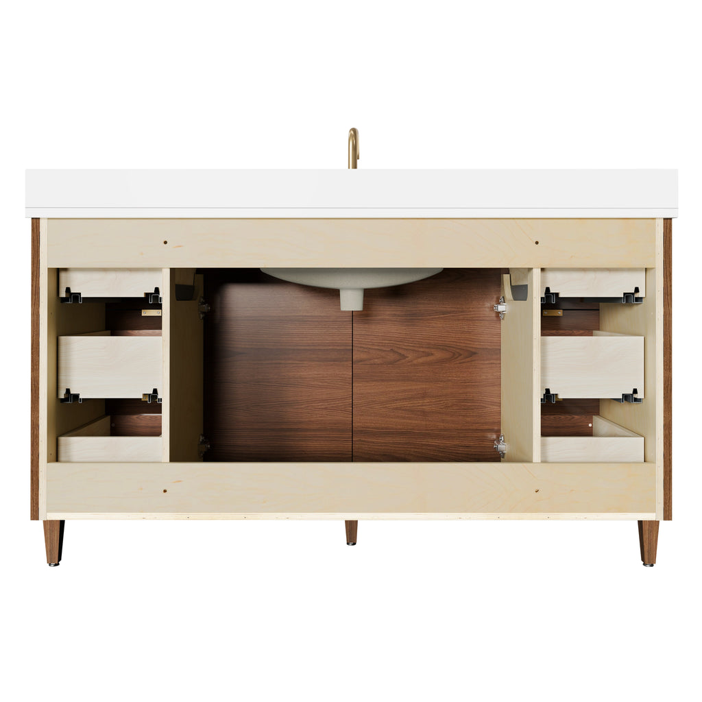 Rowan 60" Single Sink Black Walnut Vanity with Quartz Countertop