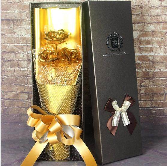 24K Golden Foil Rose Bundle