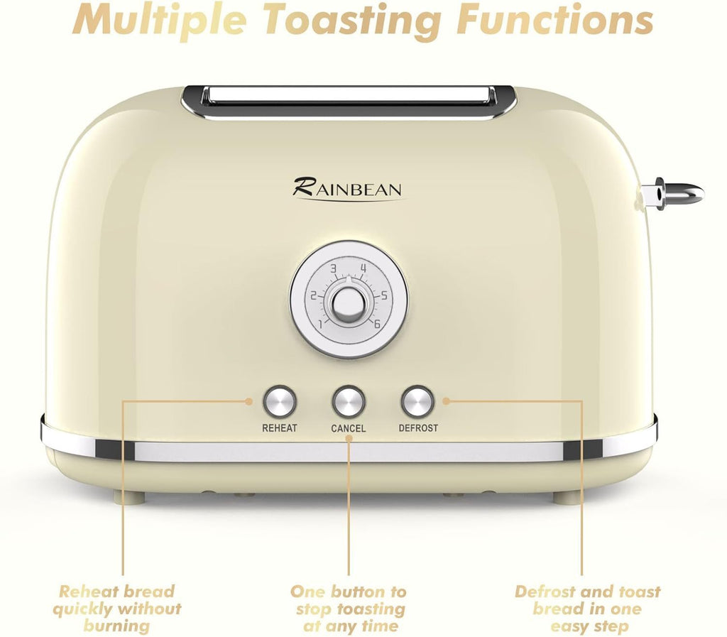 Retro 2-Slice Stainless Steel Toaster