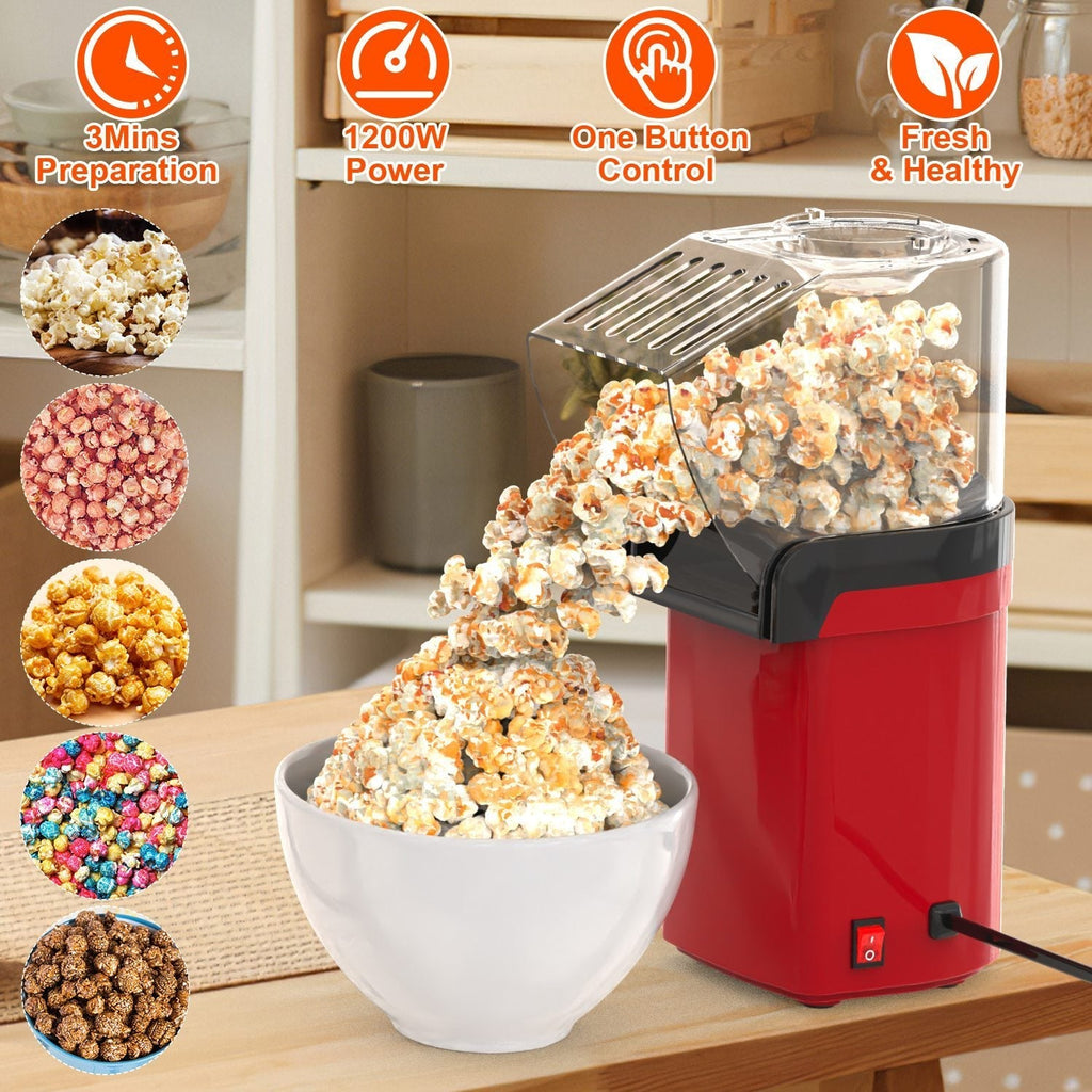 🍿 Electric Hot Air Popcorn Popper – 1200W Oil-Free Popcorn Maker