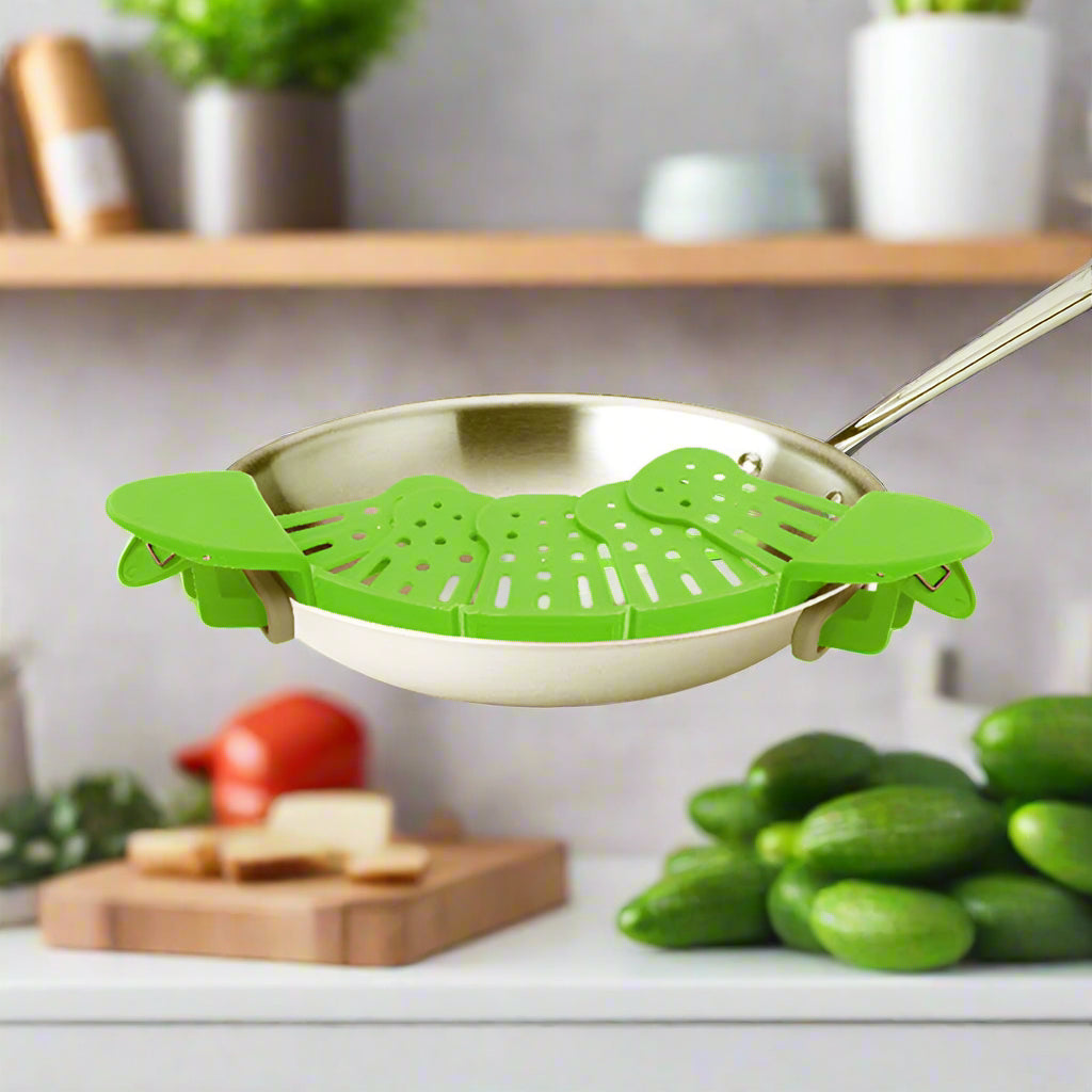 🍝 Universal Silicone Clip-On Pot Strainer