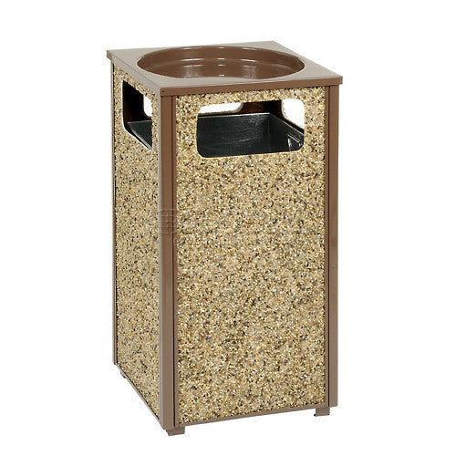 Global™ Stone Panel Trash Sand Urn Brown 17-1/2" Square X 32"H