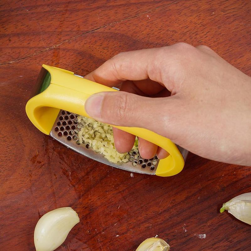 Stainless Steel Garlic Press & Masher – 304 Grade, Non-Slip Handle, Easy Clean