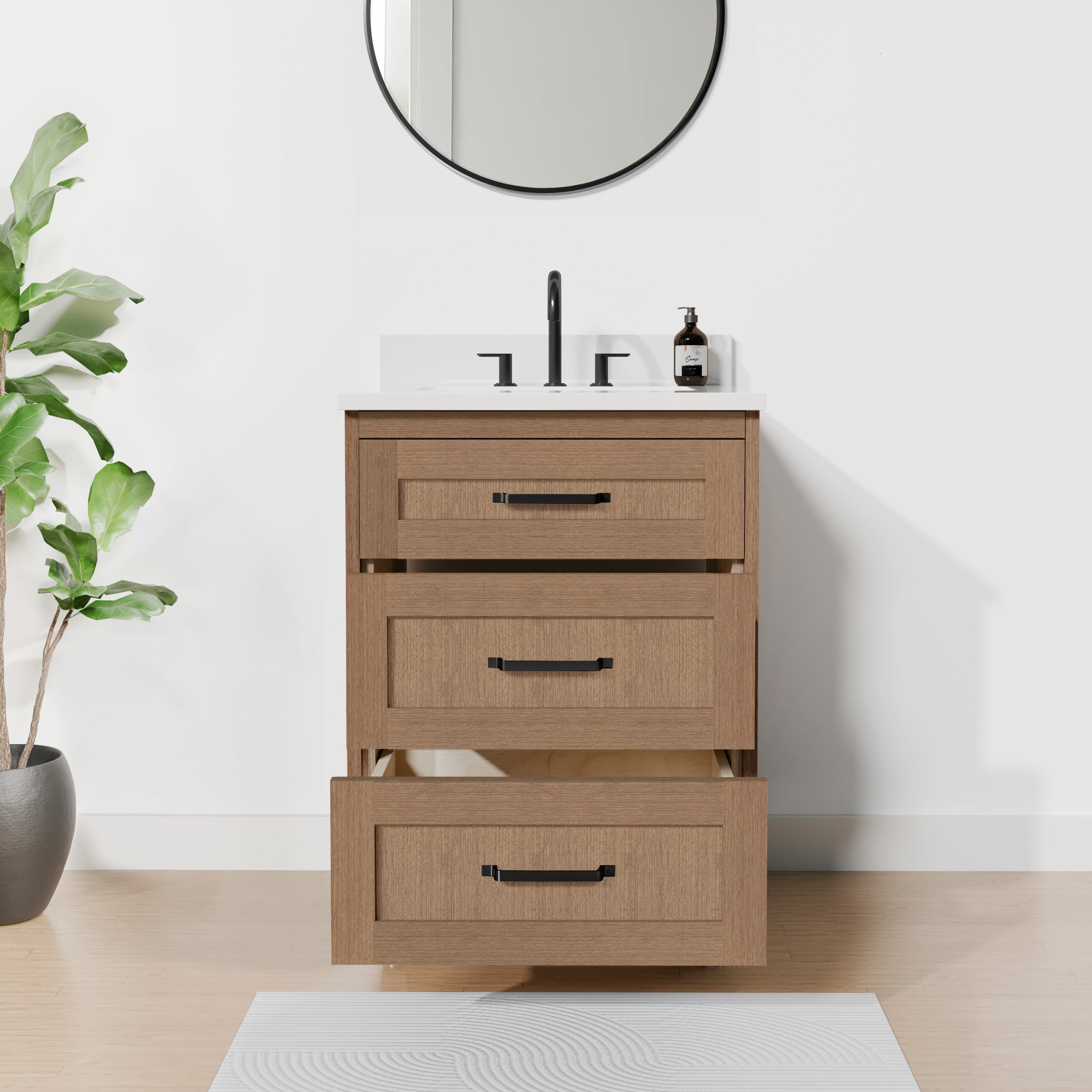 Arlo 24" Solid-Wood Vanity with Quartz Countertop