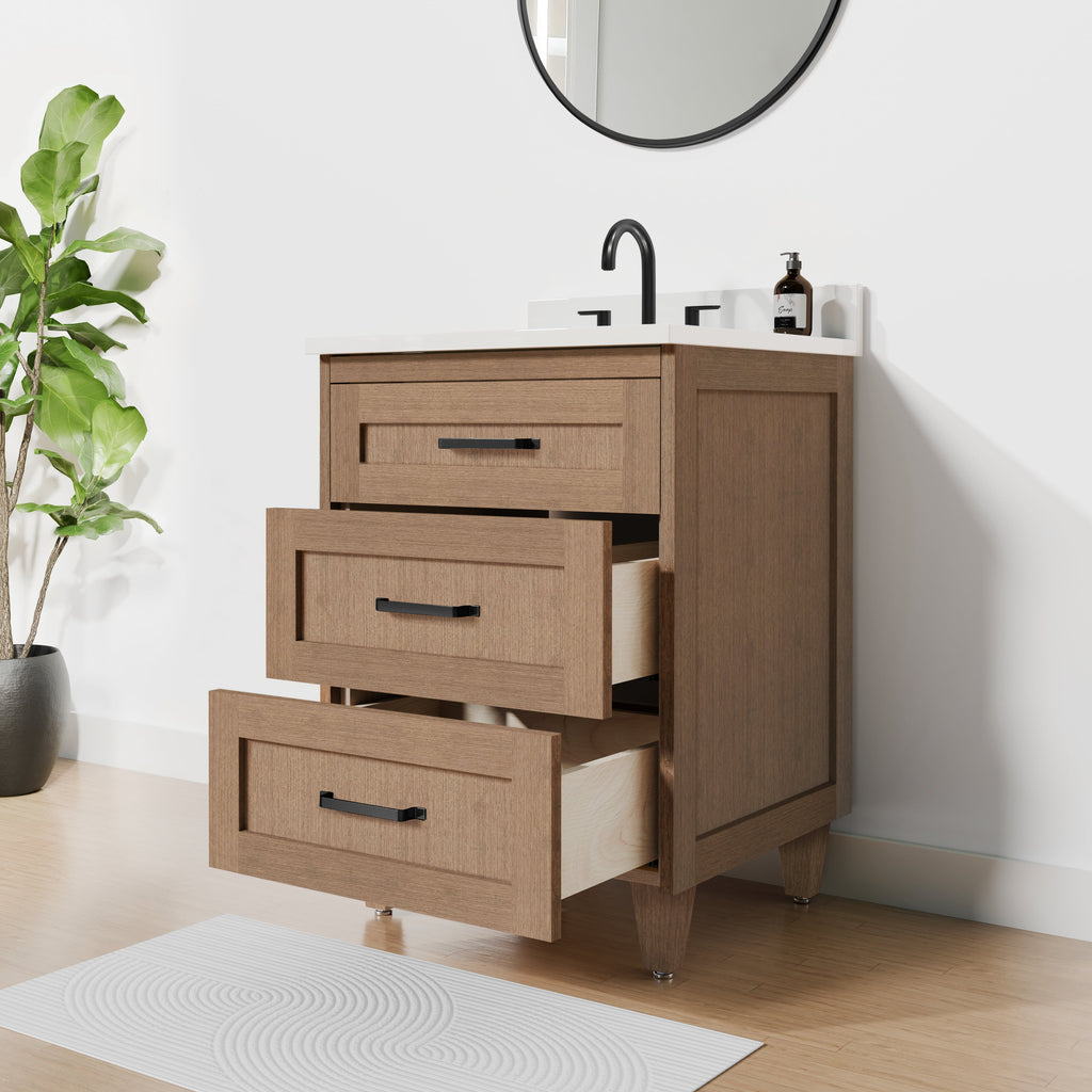 Arlo 24" Solid-Wood Vanity with Quartz Countertop