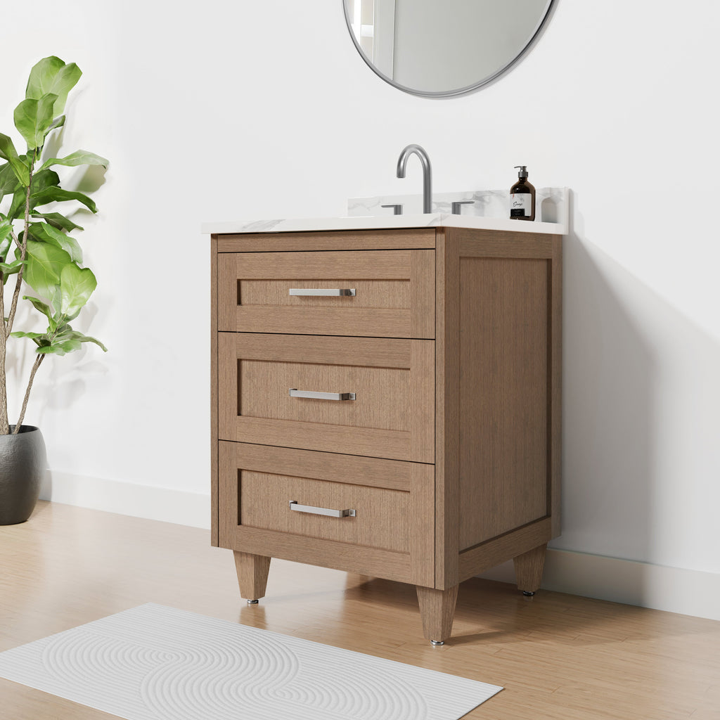 Arlo 24" Solid-Wood Vanity with Quartz Countertop