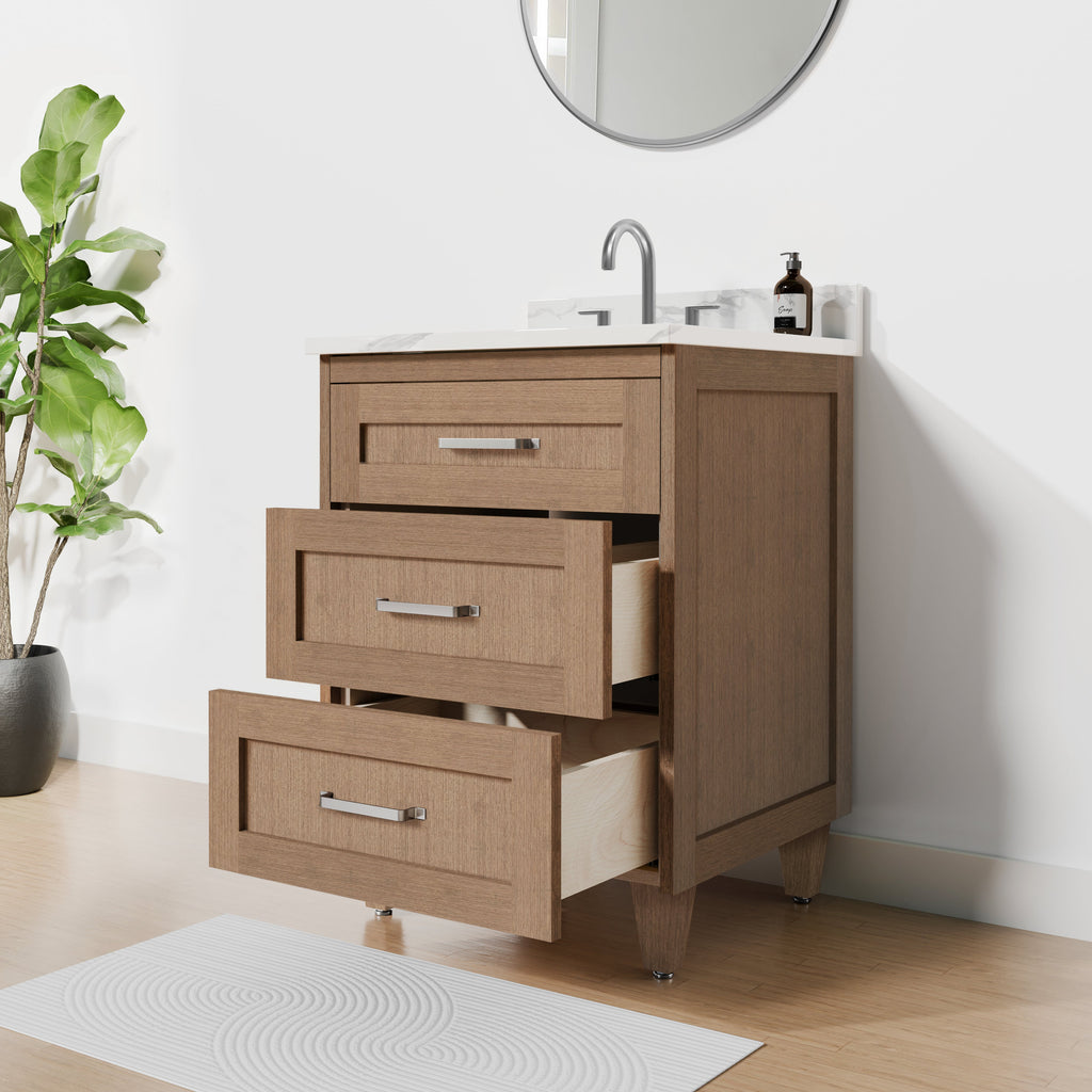 Arlo 24" Solid-Wood Vanity with Quartz Countertop