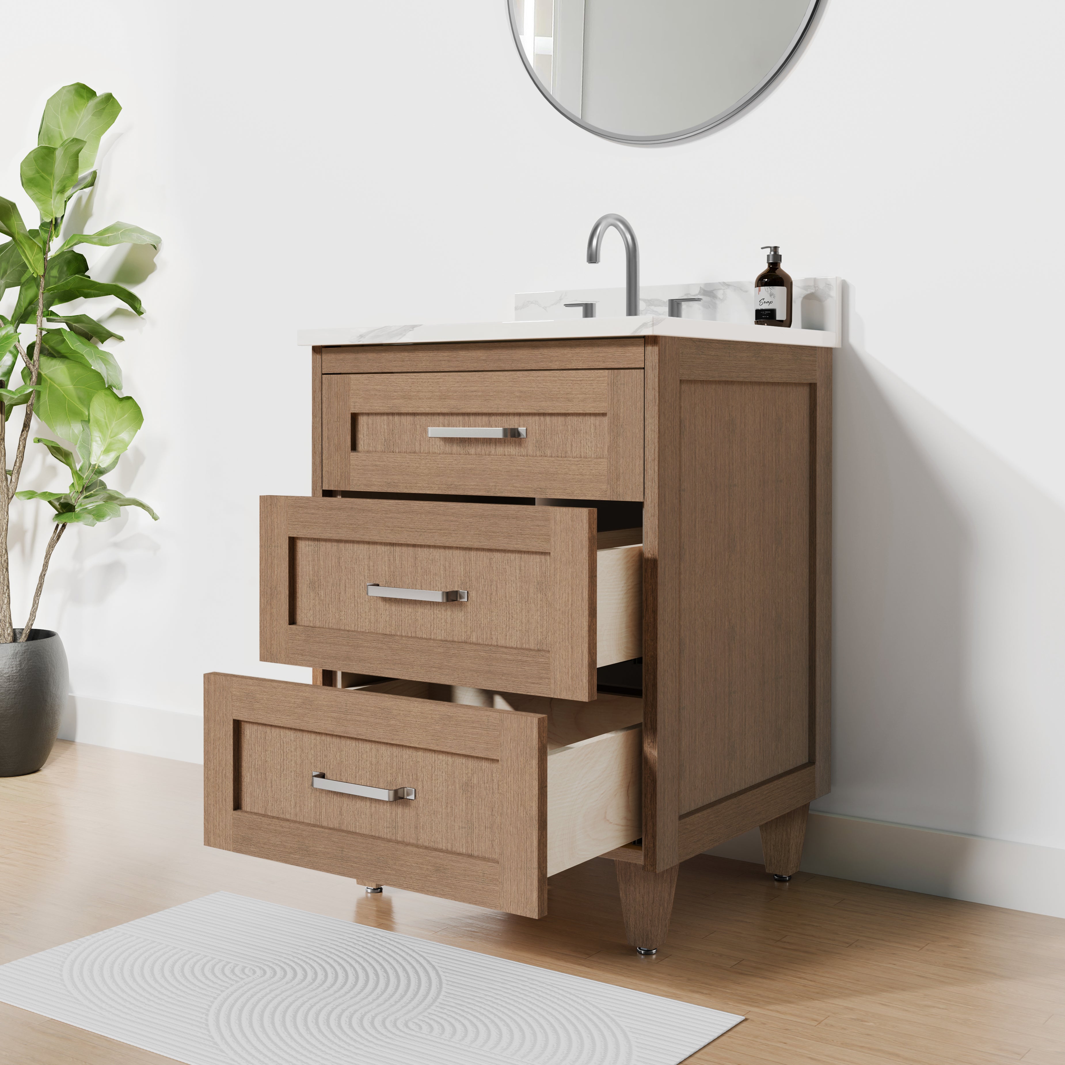 Arlo 24" Solid-Wood Vanity with Quartz Countertop