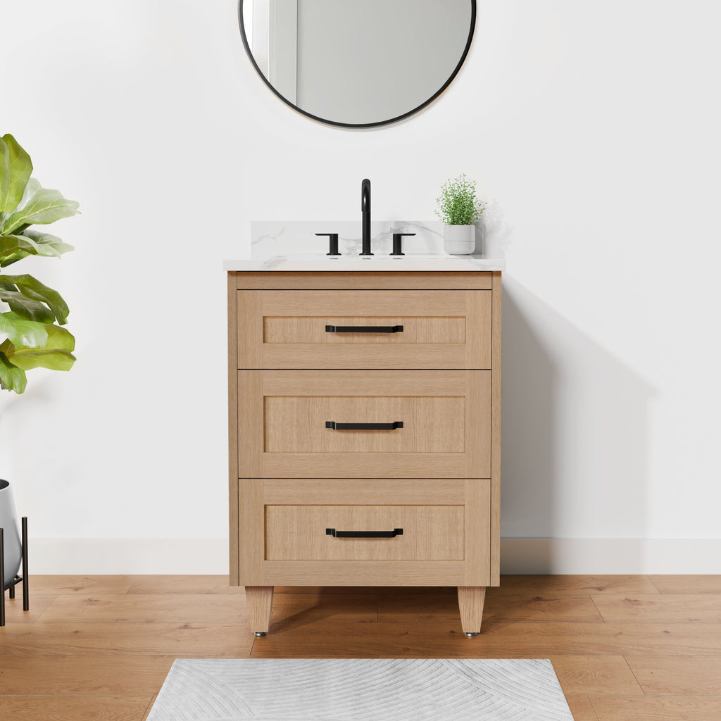 Arlo 24" Solid-Wood Vanity with Quartz Countertop