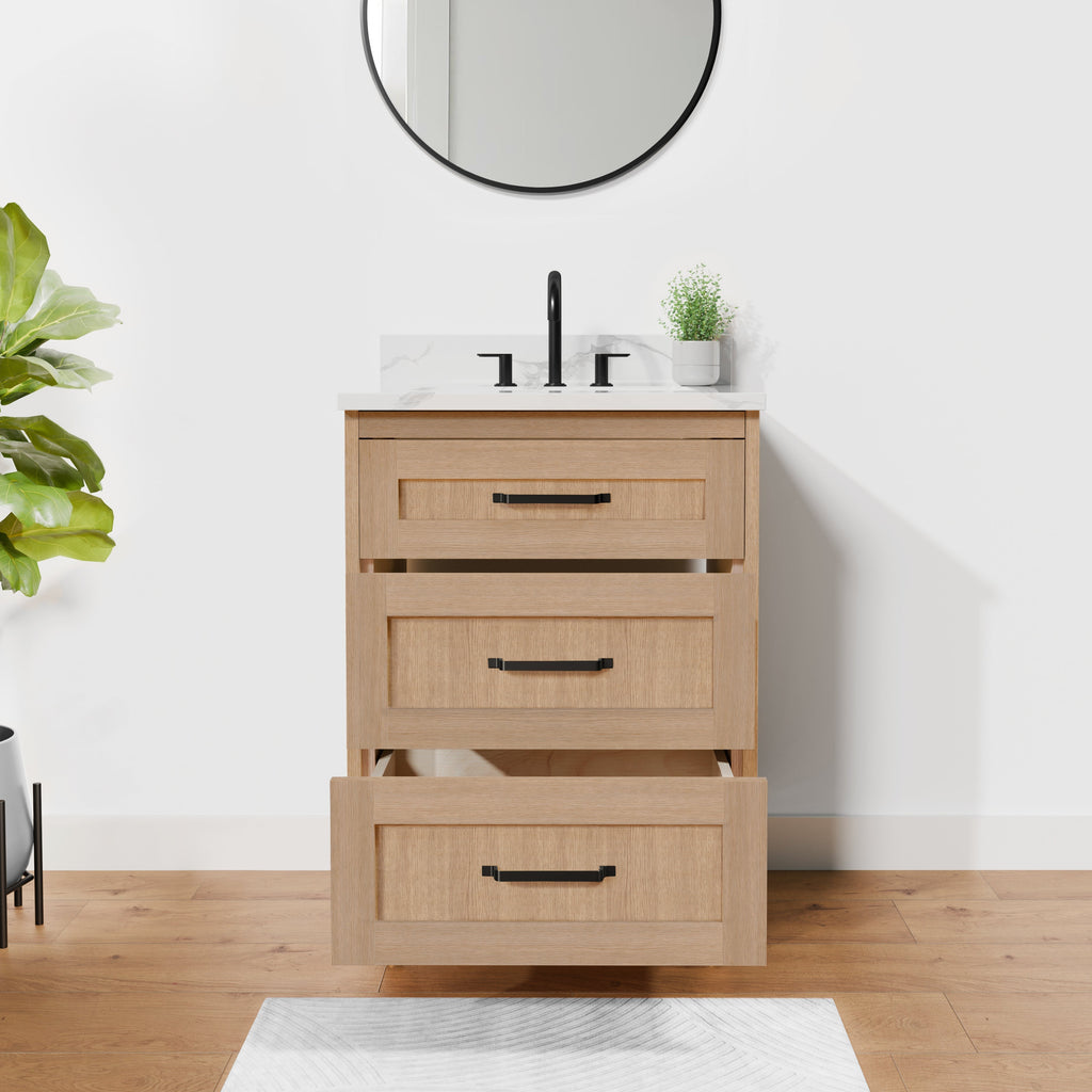 Arlo 24" Solid-Wood Vanity with Quartz Countertop