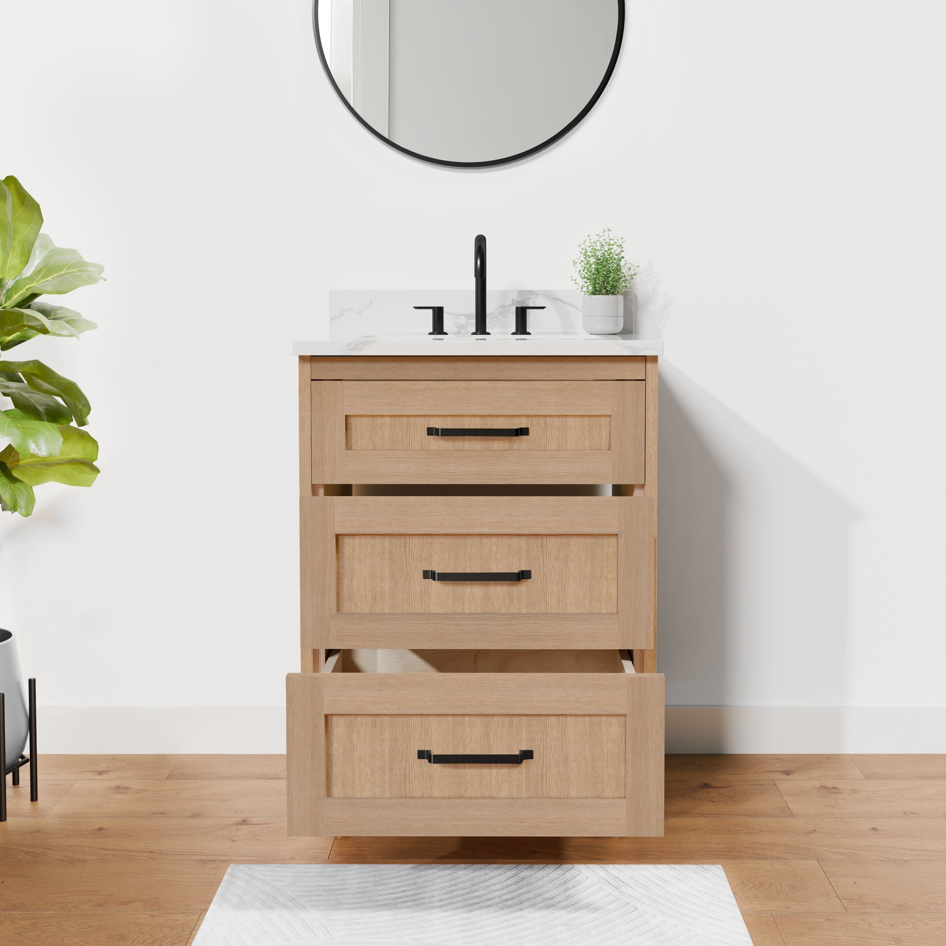 Arlo 24" Solid-Wood Vanity with Quartz Countertop