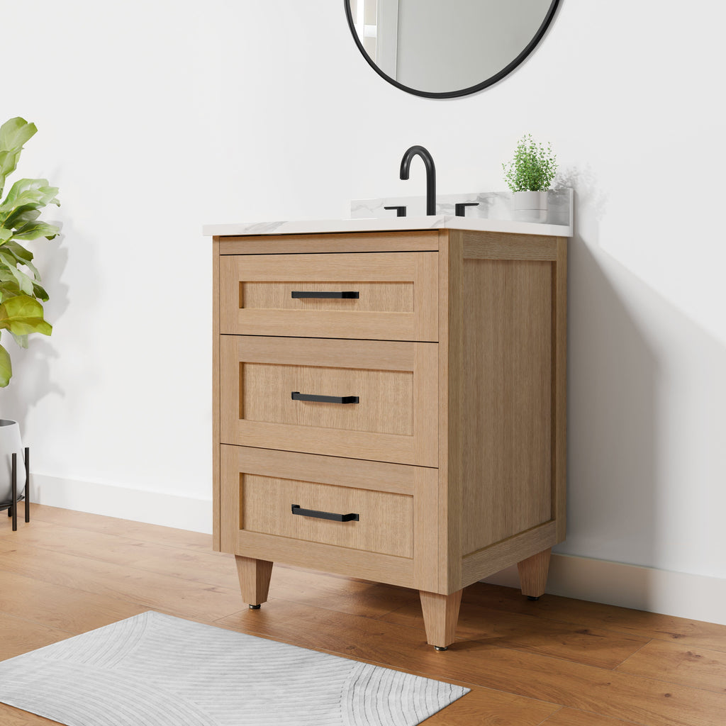 Arlo 24" Solid-Wood Vanity with Quartz Countertop
