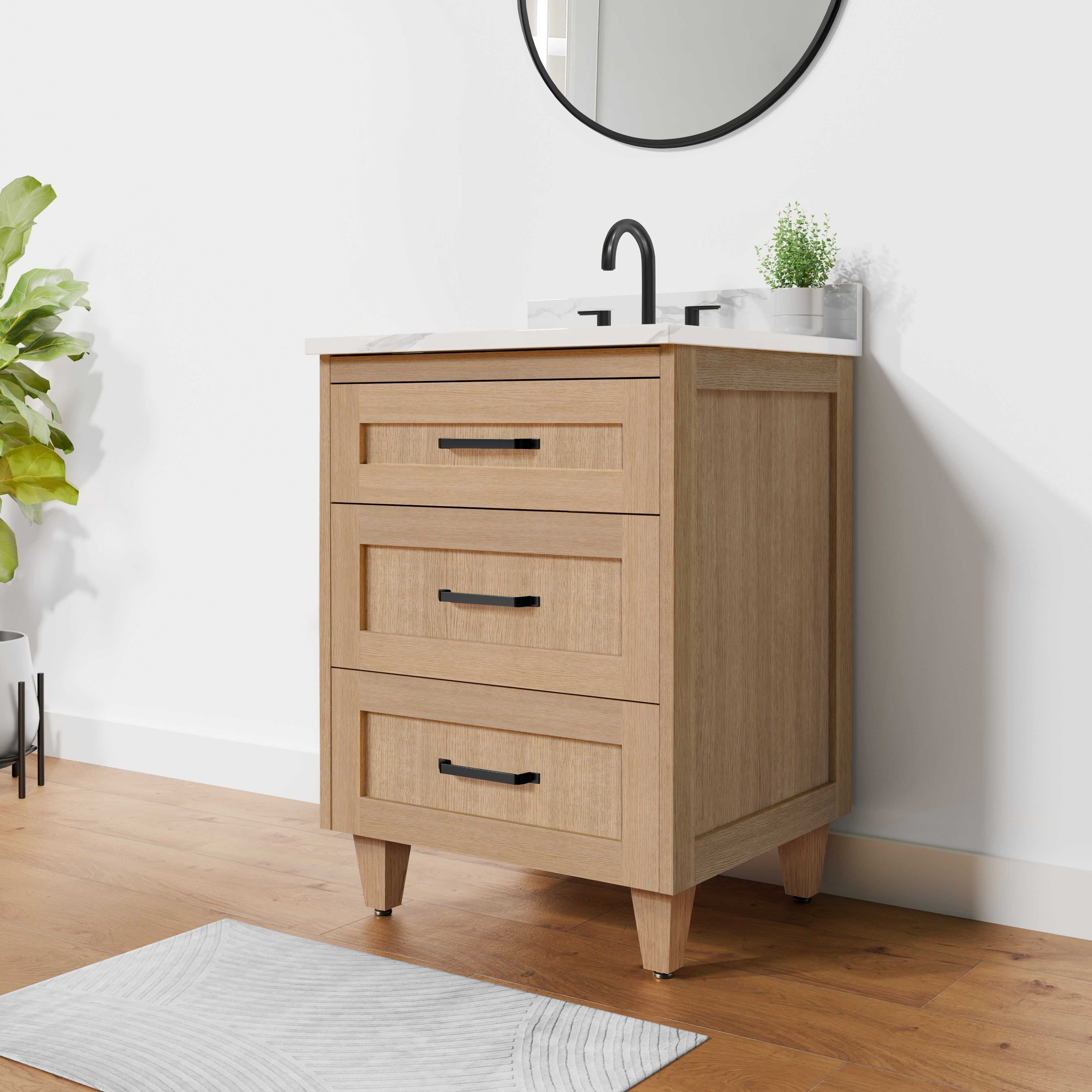 Arlo 24" Solid-Wood Vanity with Quartz Countertop