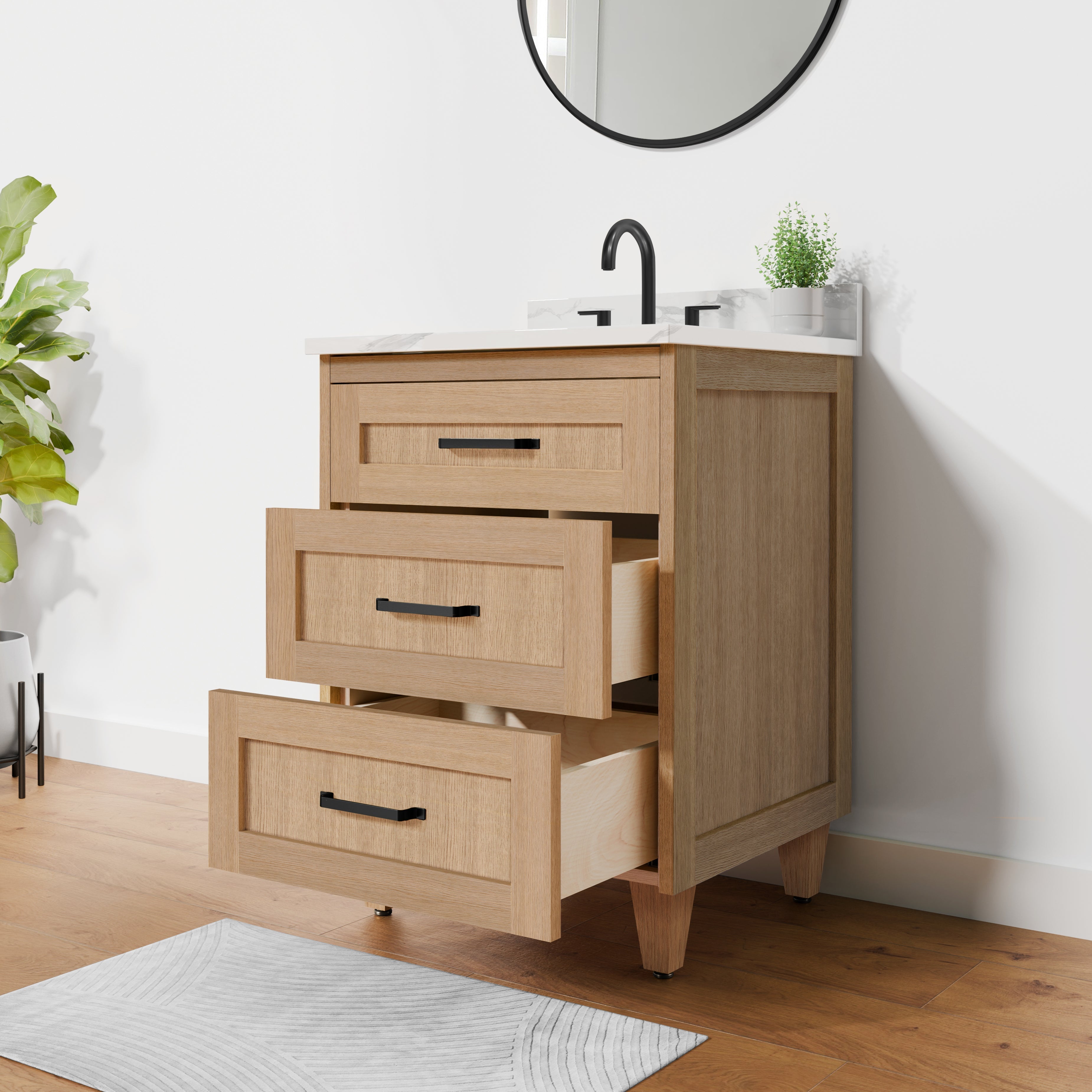 Arlo 24" Solid-Wood Vanity with Quartz Countertop