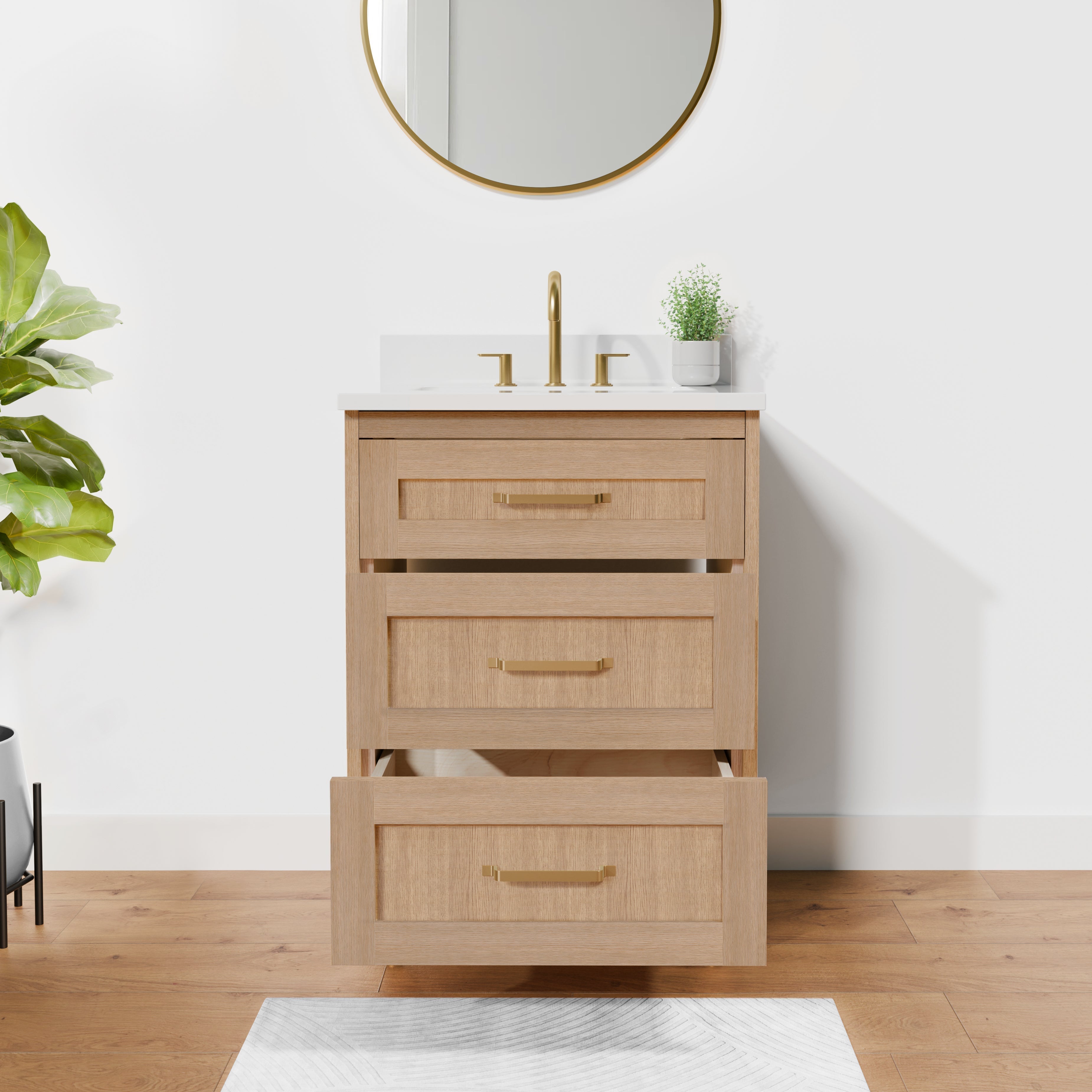 Arlo 24" Solid-Wood Vanity with Quartz Countertop